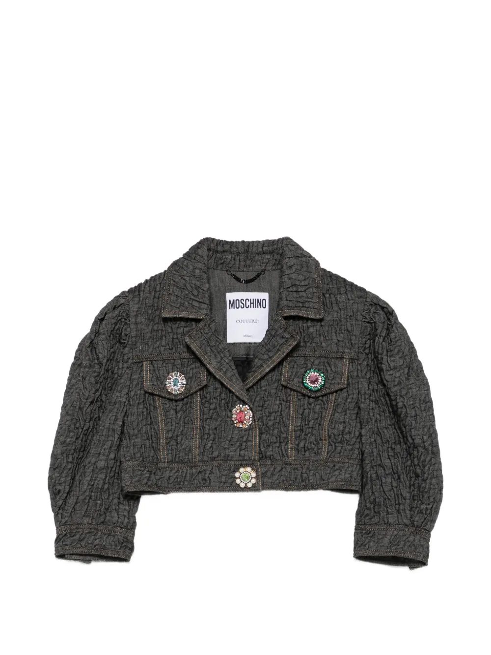 Moschino Pre-Owned veste crop à ornements en cristal - Noir