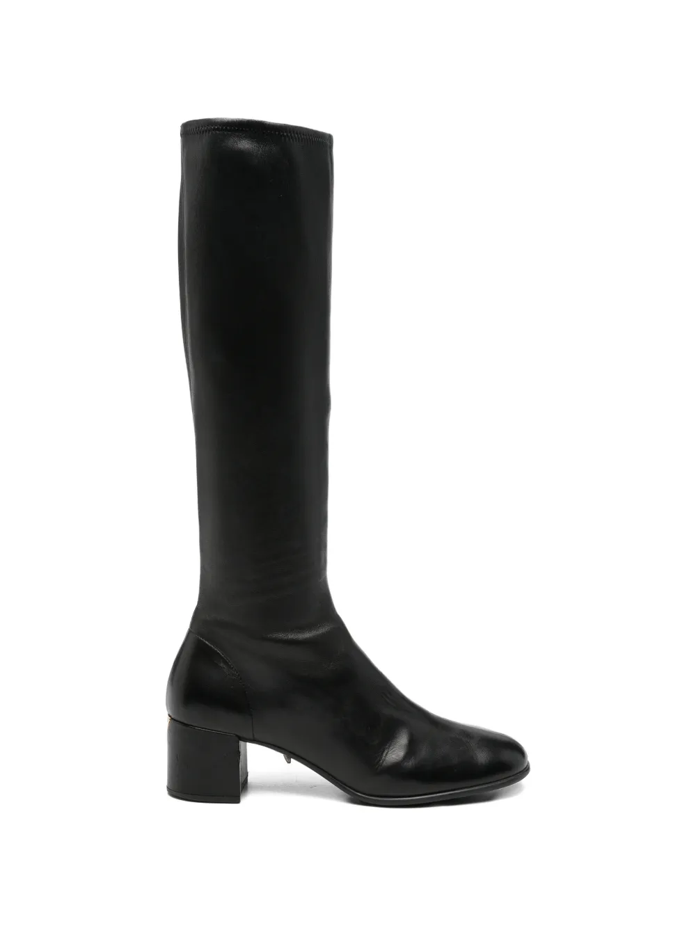 Prada Pre-Owned Stivali al ginocchio con placca logo - Nero