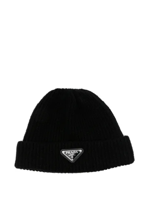 Prada Pre-Owned triangle-logo beanie hat