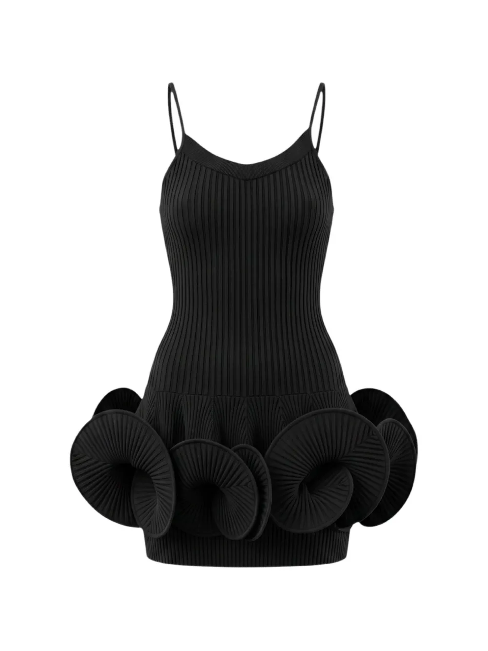 David Koma pleated-ruffle ribbed-knit mini dress