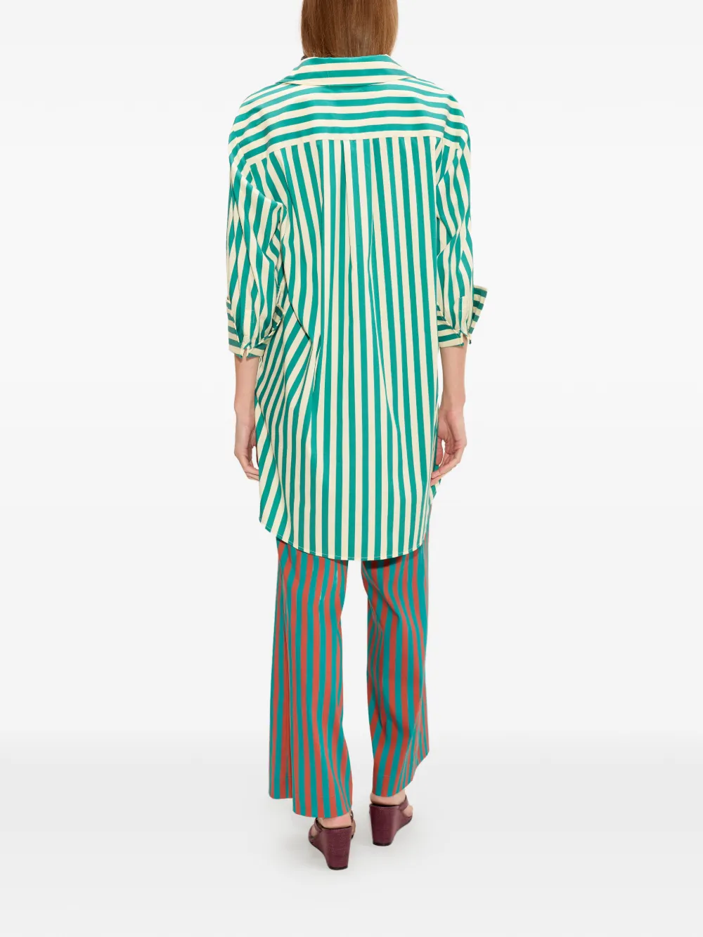 Simon Miller Kena gestreepte mini-blousejurk Groen