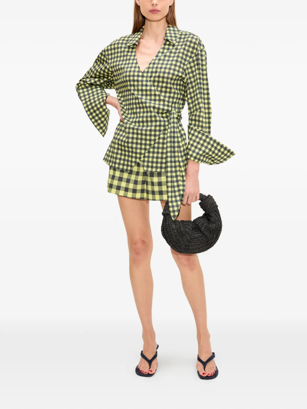 Simon Miller Syd mini-shorts met gingham-ruit Geel