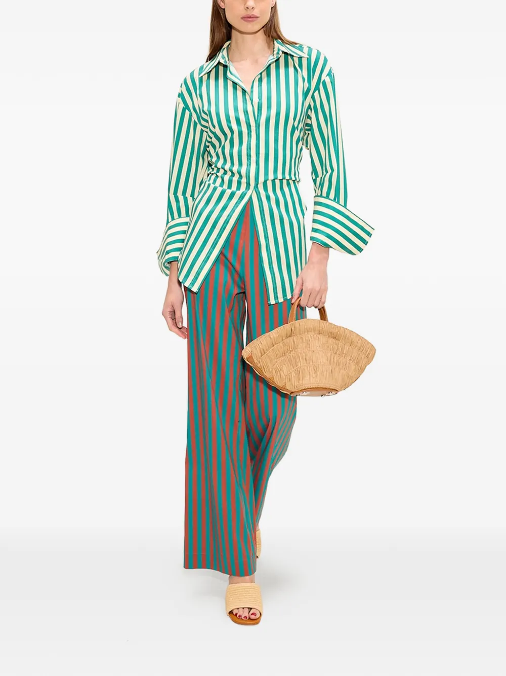 Simon Miller Loch gestreepte popeline blouse Groen