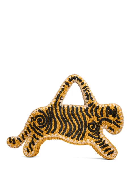 Simon Miller tiger-shaped raffia tote bag