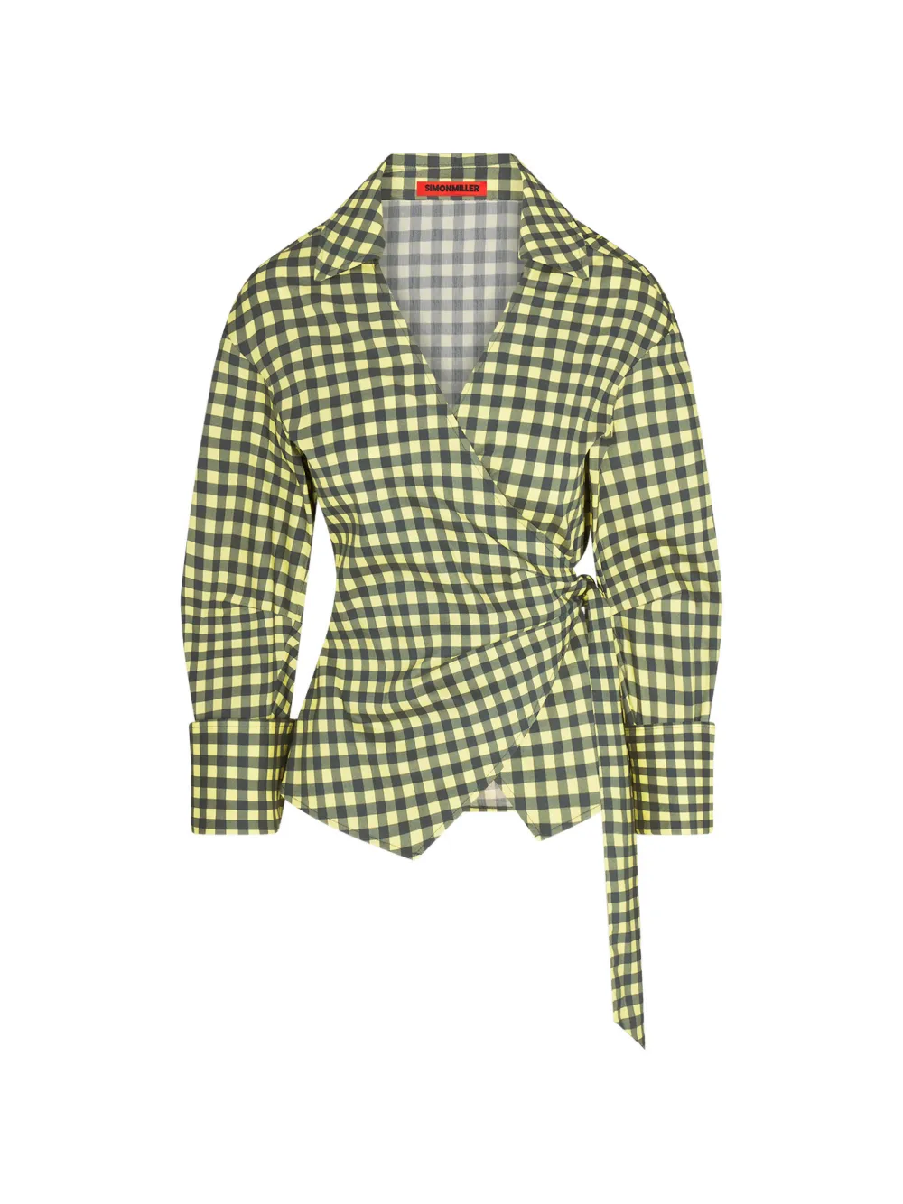 Simon Miller Anya gingham-print wrap blouse - Giallo
