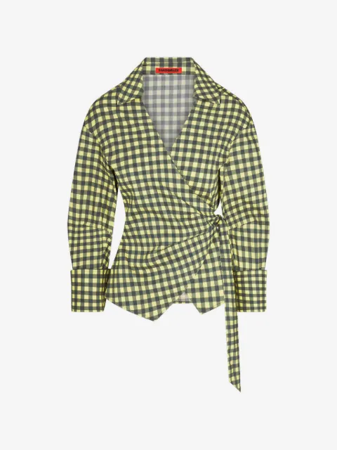 Simon Miller Anya gingham-print wrap blouse