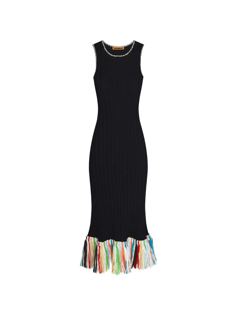 Simon Miller Abito midi Thea con frange - Nero