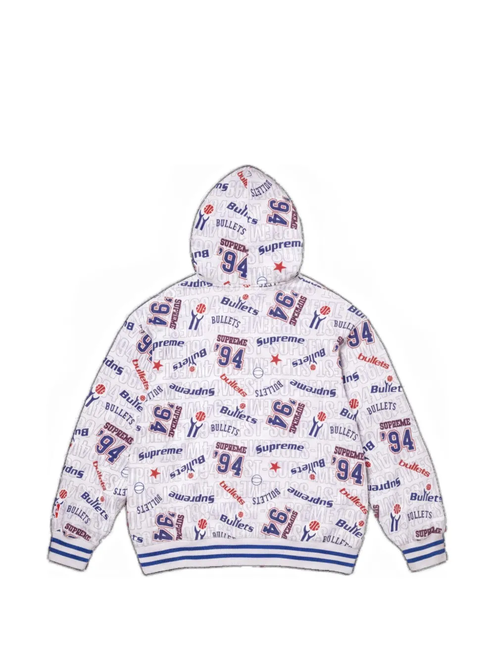 Supreme x Mitchell & Ness NBA logo-print zip-up hoodie Grijs