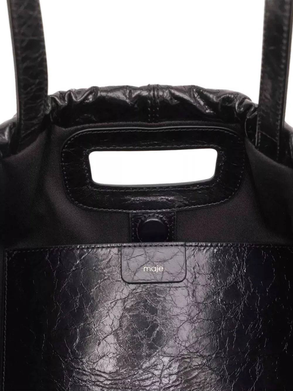 Maje M Tote shopper van gebarsten leer Zwart