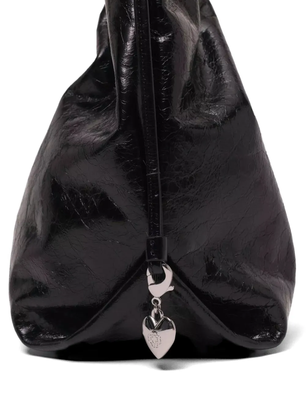 Maje M Tote shopper van gebarsten leer Zwart