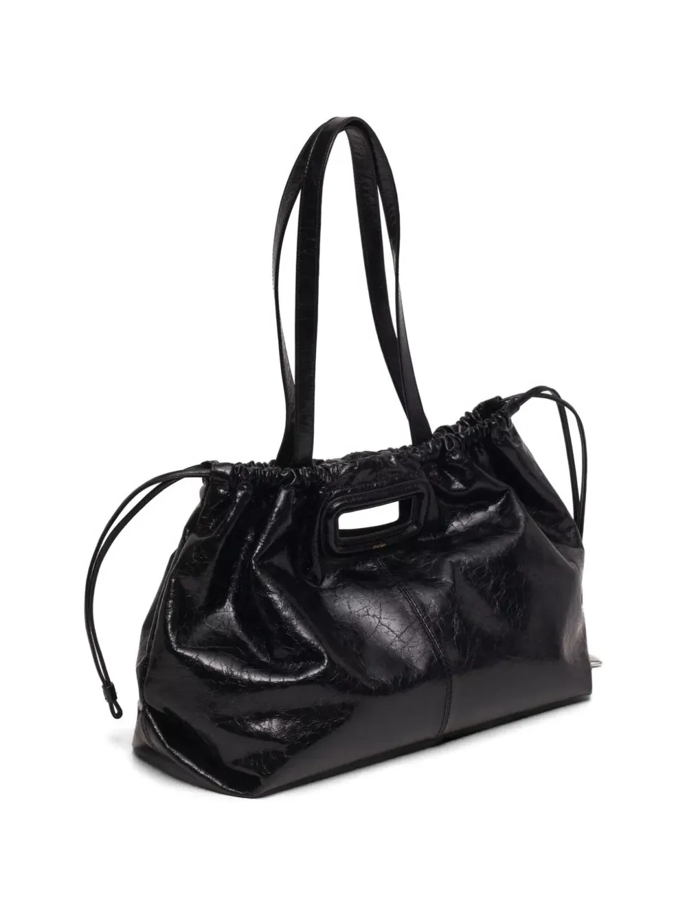 Maje M Tote shopper van gebarsten leer Zwart