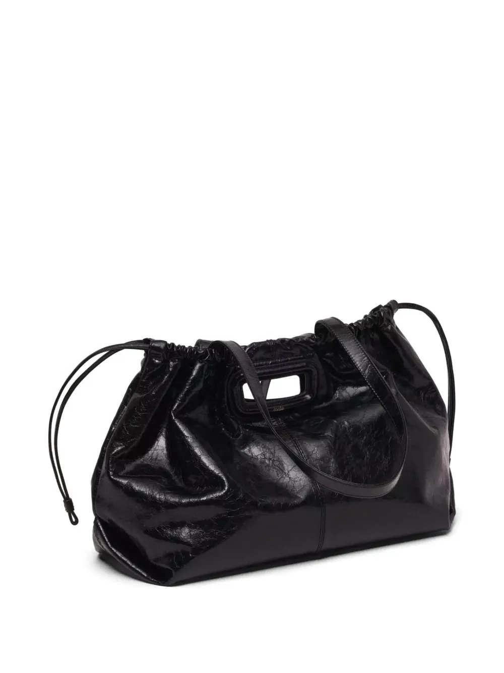 Maje M Tote shopper van gebarsten leer Zwart