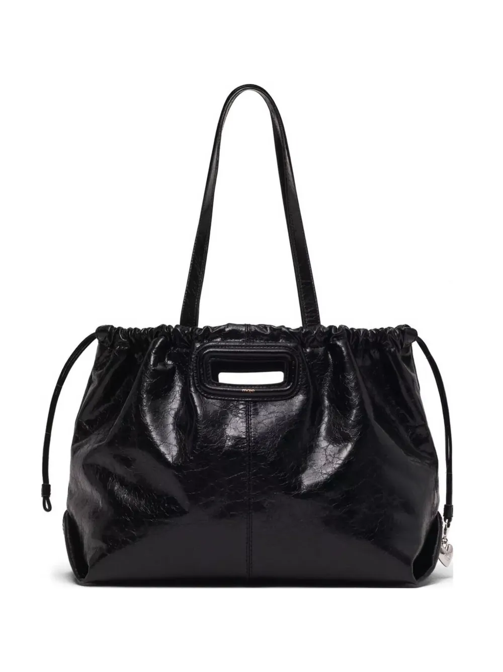 Maje M Tote cracked-leather tote bag - Nero