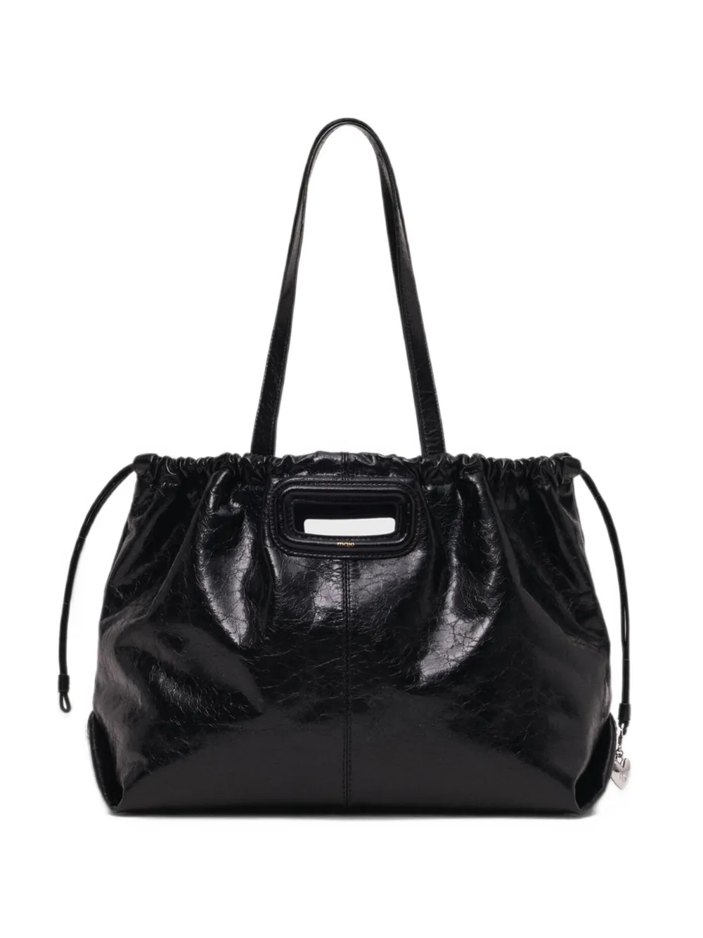 Maje M Tote shopper van gebarsten leer Zwart