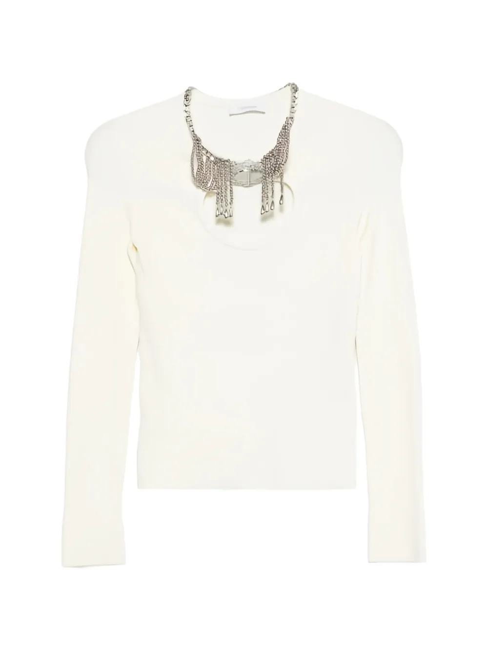 Pacos crystal-embellished cut-out sweater - Bianco