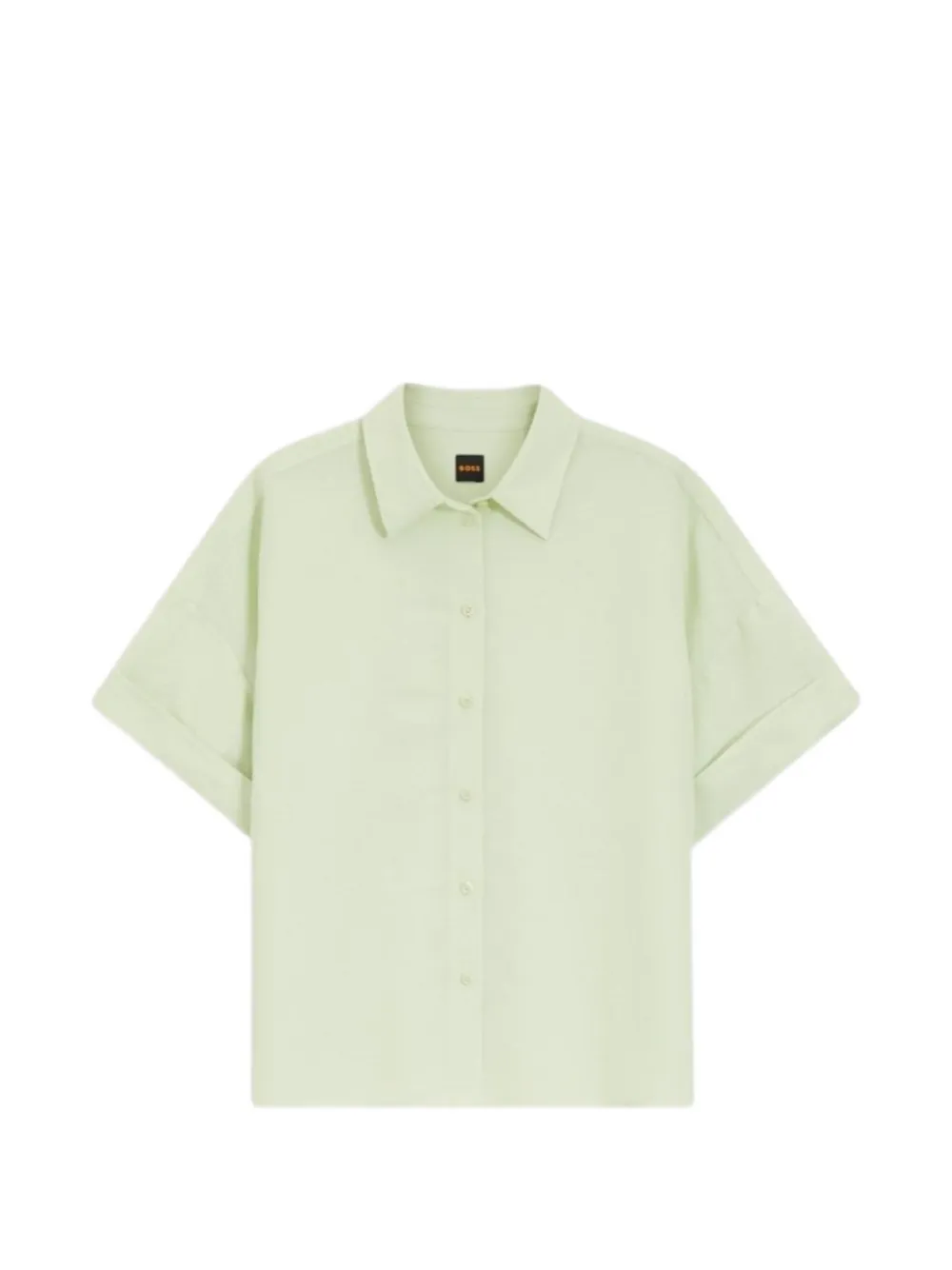 Hugo Boss Turn-up Short-sleeve Shirt In Green