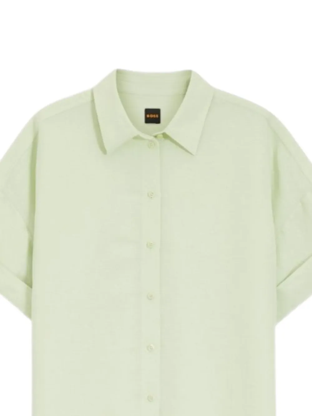 BOSS Regular-fit blouse met opgerolde manchetten Groen