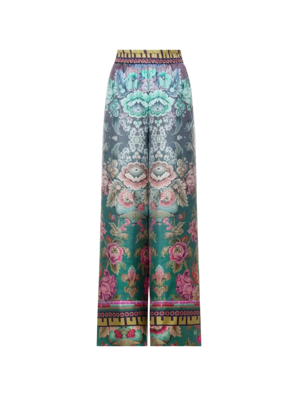 Pierre-Louis Mascia Aloe floral-print elasticated-waistband palazzo pants - Verde