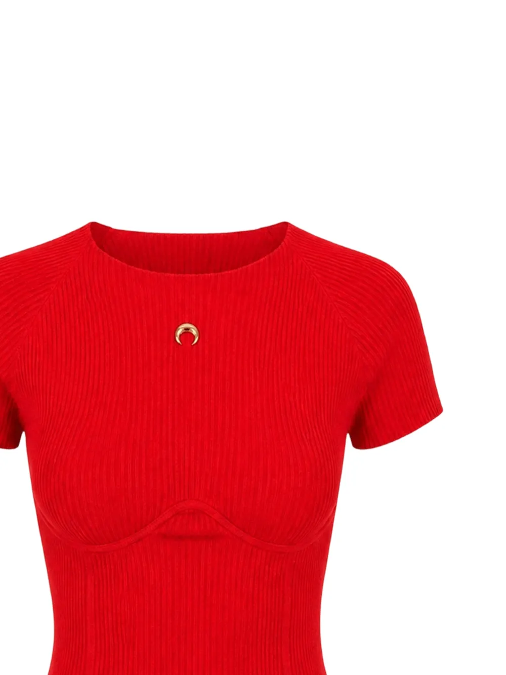 Marine Serre Ribgebreide top met Moon-plakkaat Rood