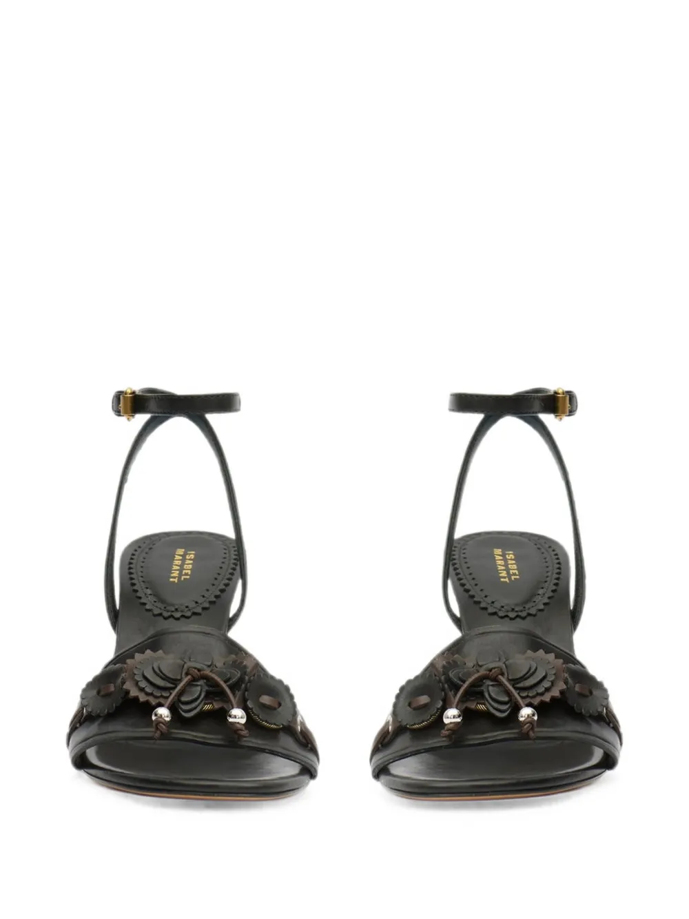 ISABEL MARANT Anerya floral-appliqué wedge sandals Zwart