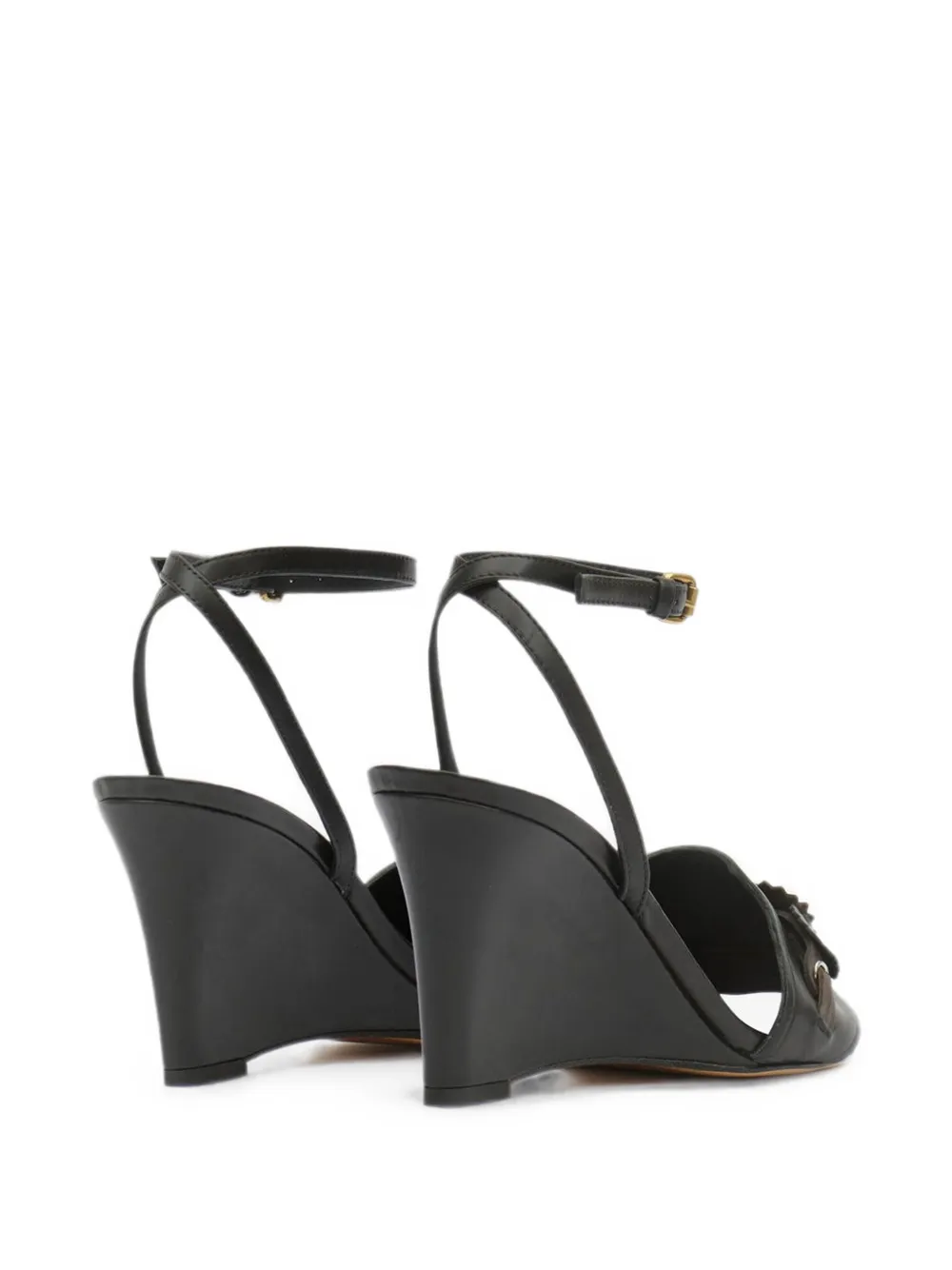 ISABEL MARANT Anerya floral-appliqué wedge sandals Zwart