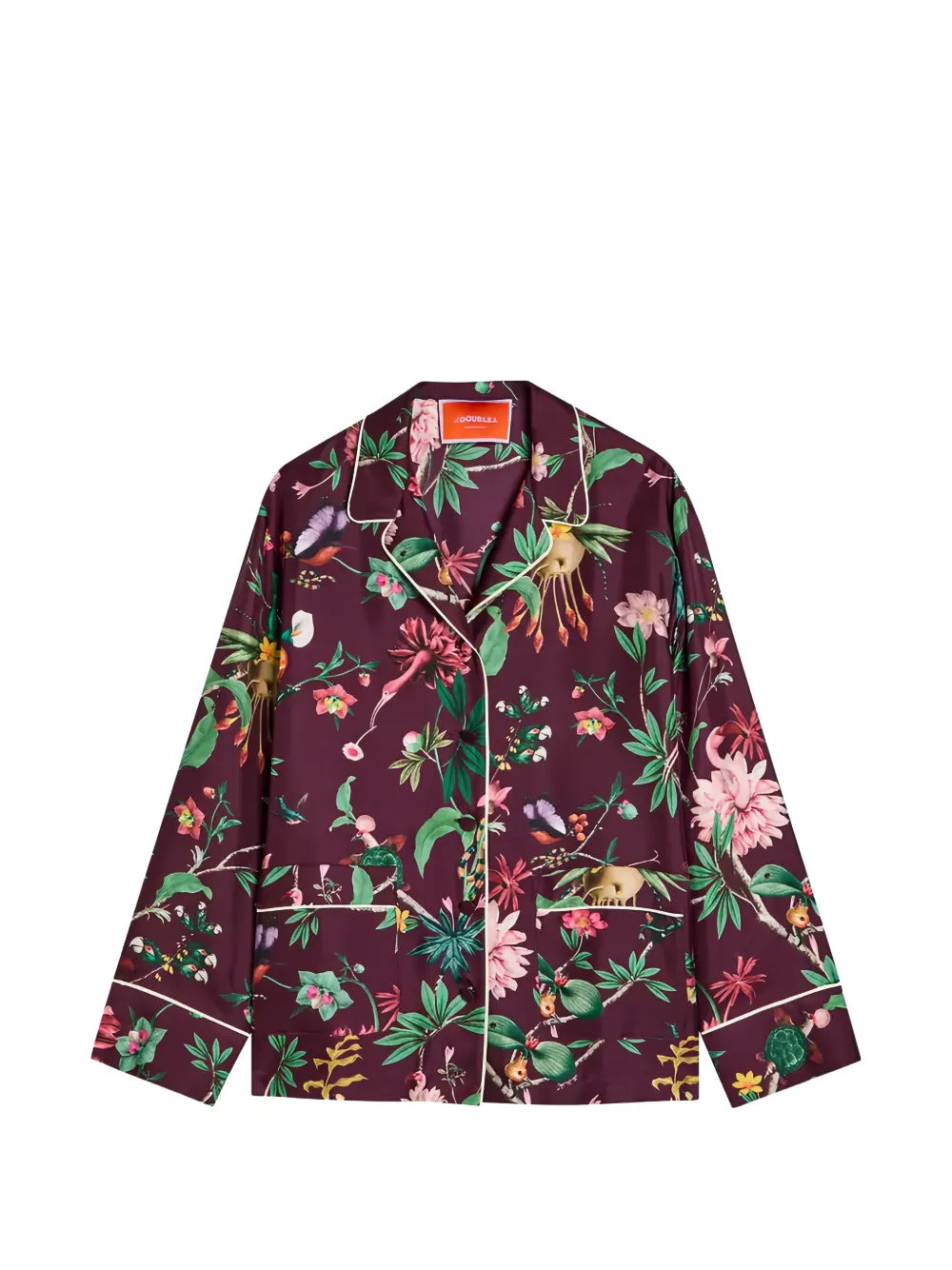 La DoubleJ floral-print piping-detail blouse - Viola