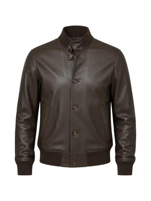 Kired ribbed-trim leather jacket