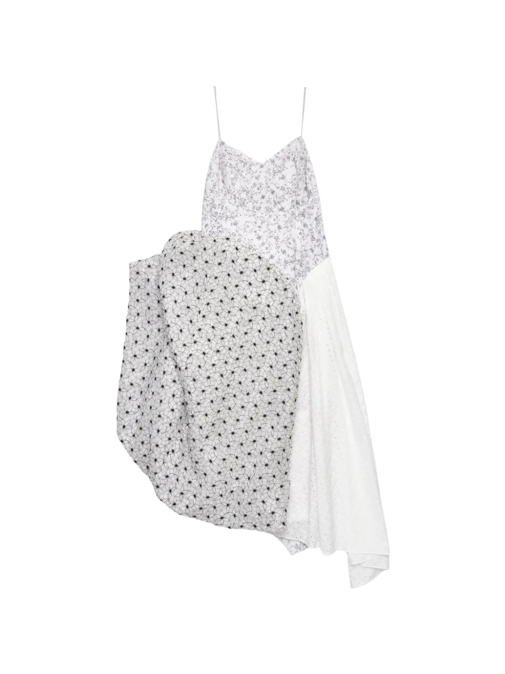 Pauline Dujancourt Arkadina Hybrid Floral-print Asymmetric Dress in White, view 2