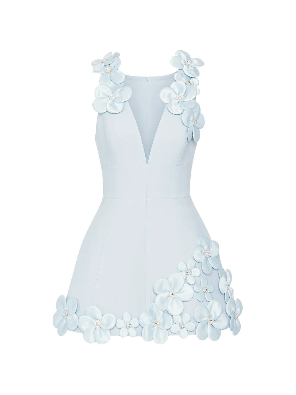 Bronx and Banco Estelle floral-appliqué V-neck mini dress - Blu