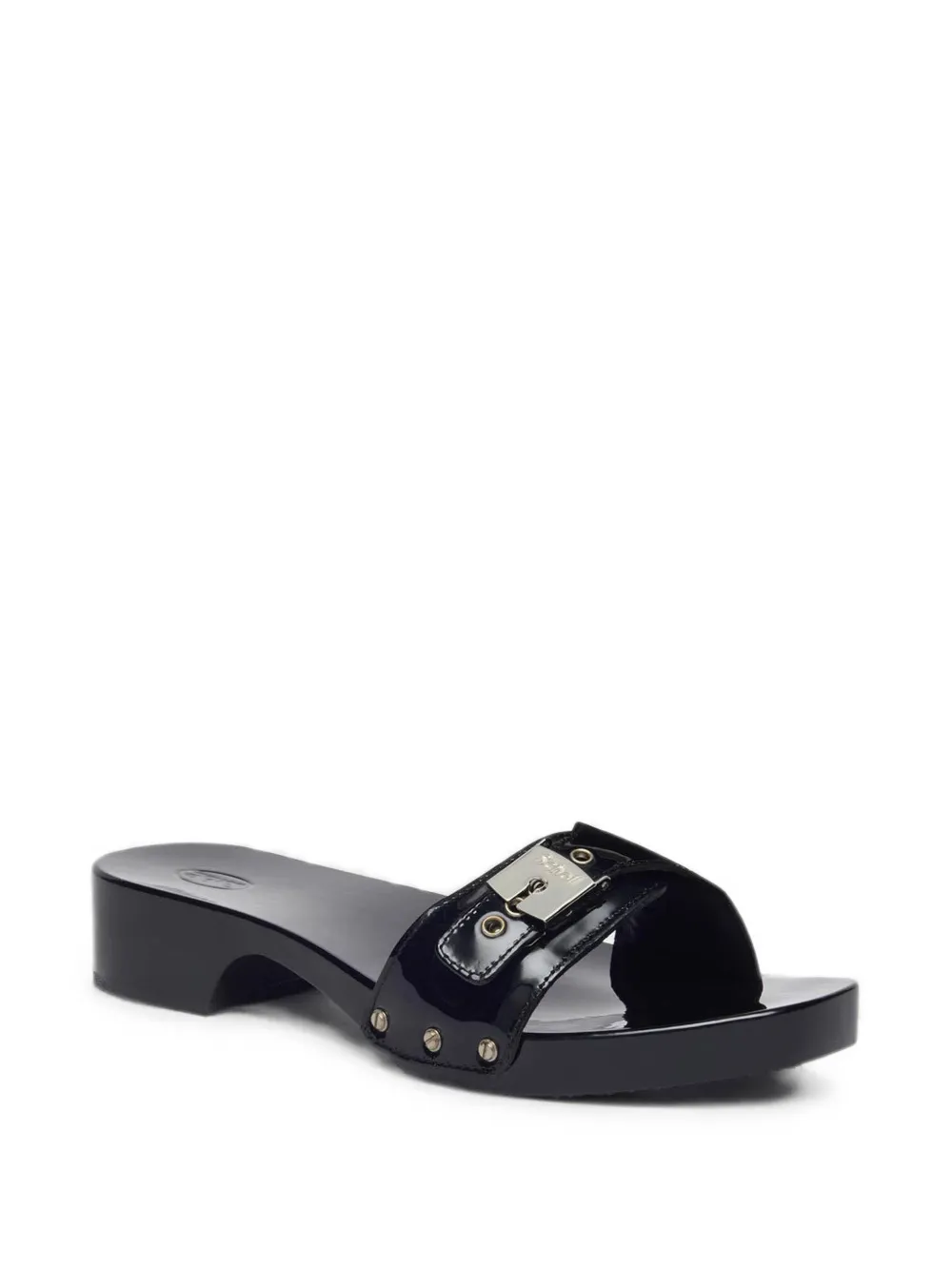 Scholl Pescura Patent-leather Sandals In Black