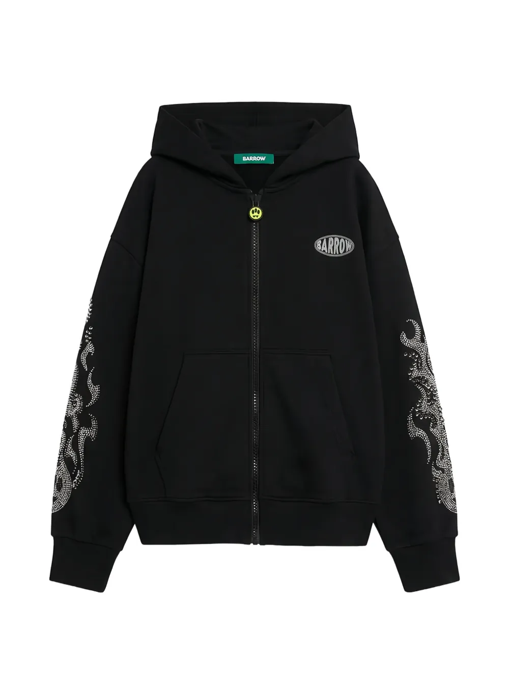 BARROW rhinestone-embellished logo-patch hoodie - Nero