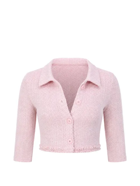 Devon tweed-textured frayed-edge cropped jacket