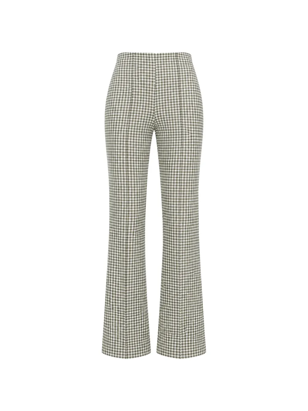 Vince Niki Gingham Flared Trousers In Brown