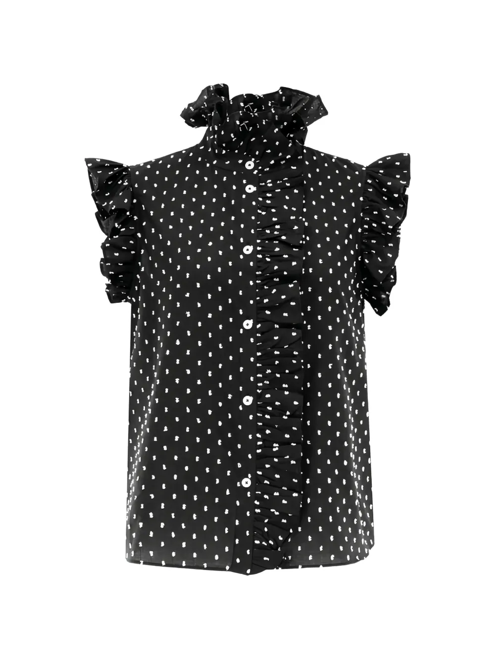 Christy Lynn Marfa ruffled sleeveless shirt - Nero