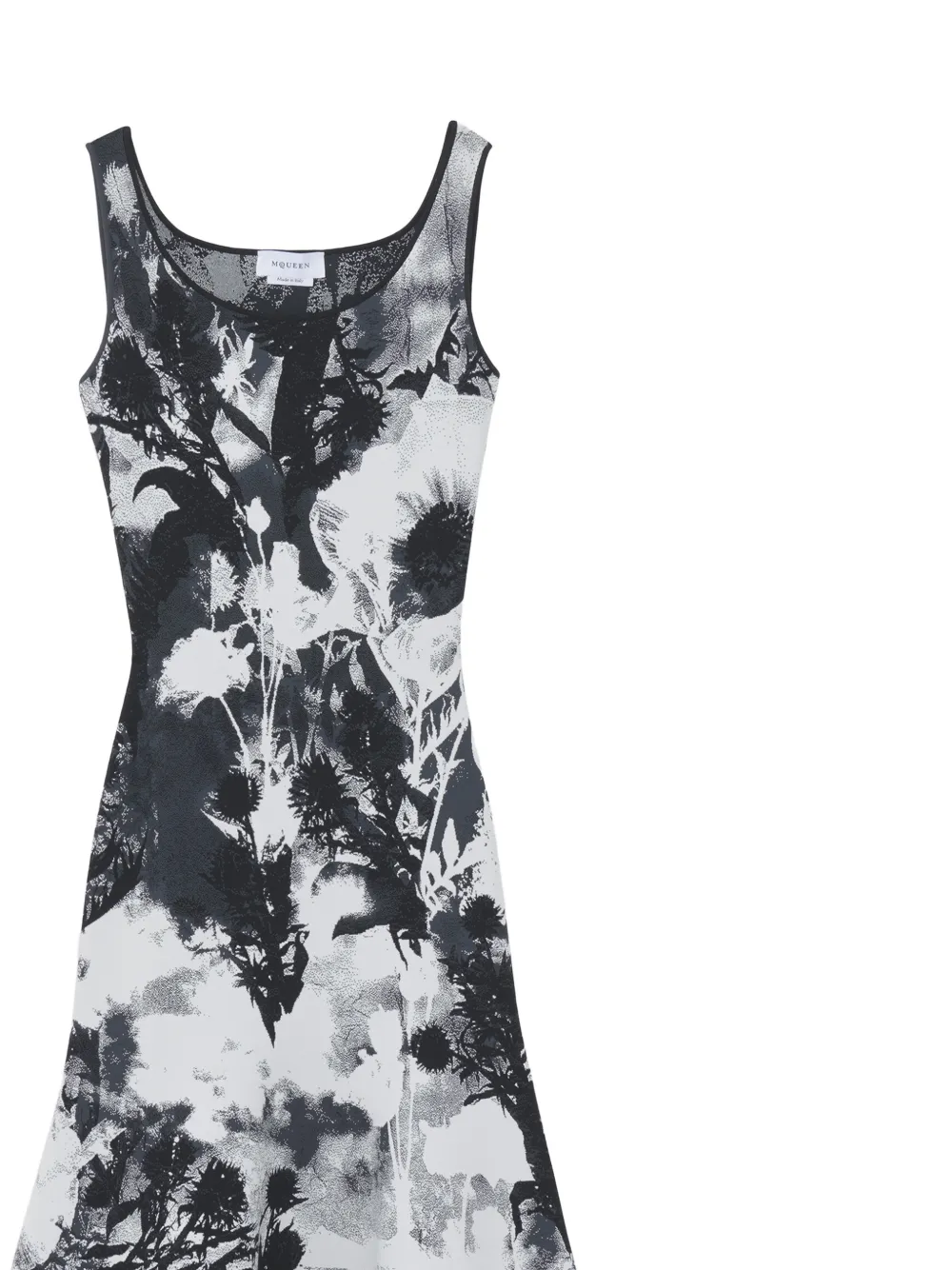 Alexander McQueen Mouwloze jurk met bloemen intarsia Zwart