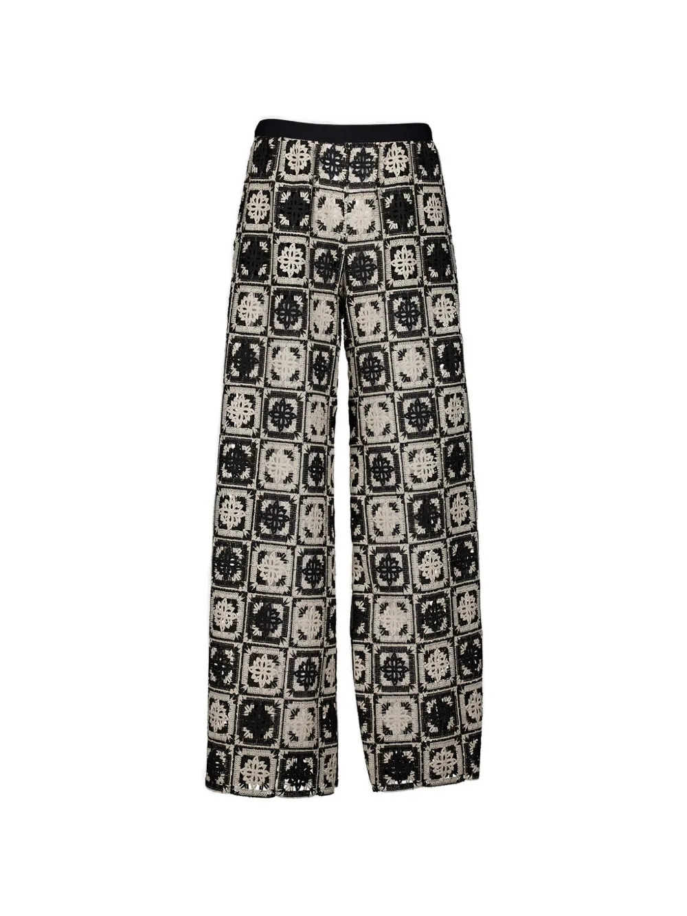 La DoubleJ crochet-knit trousers - Nero
