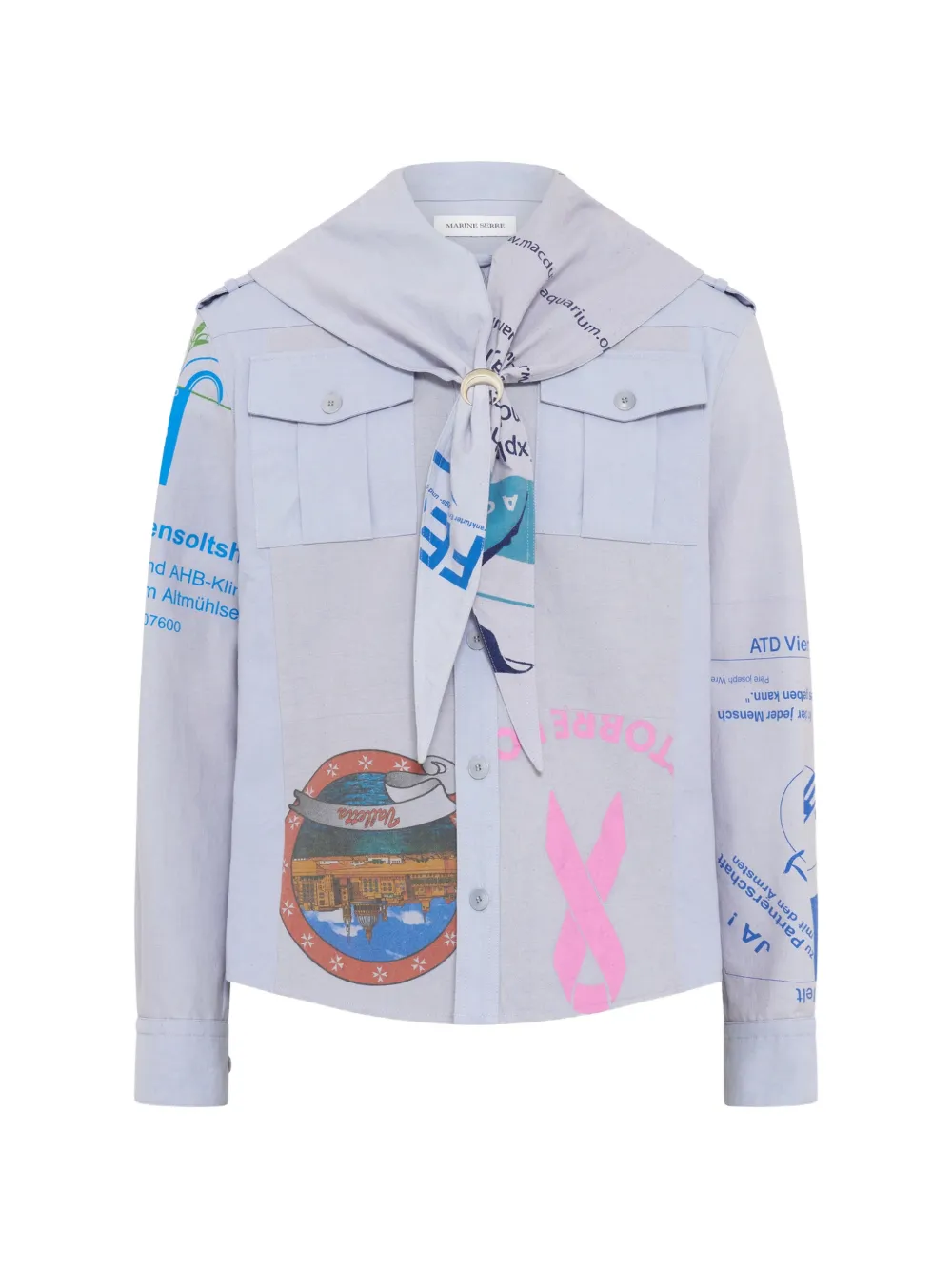 Marine Serre Scout patchwork shirt - Blu