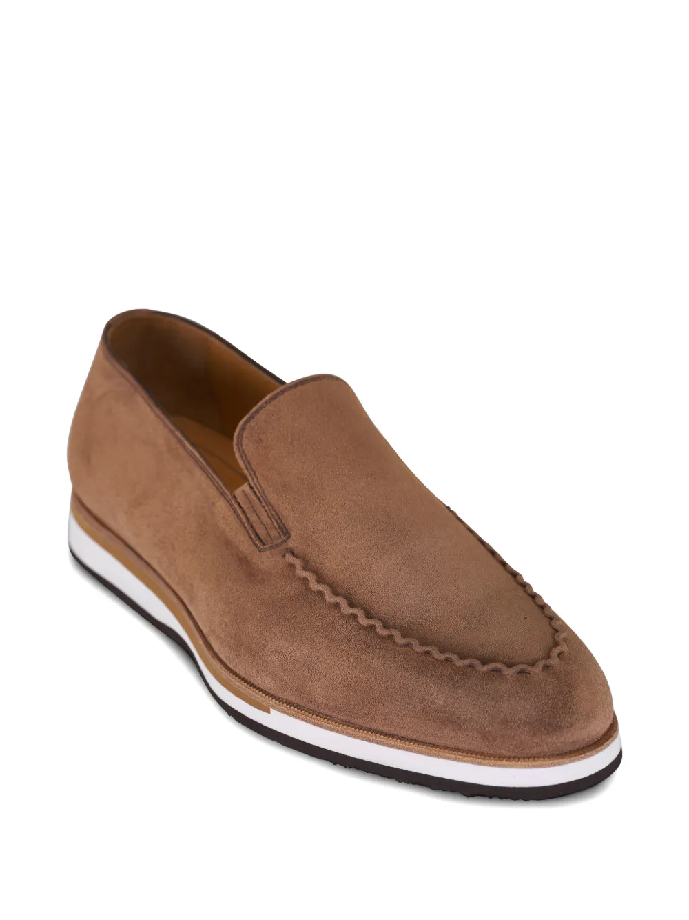Bontoni Raggio wavy-stitched suede loafers Bruin