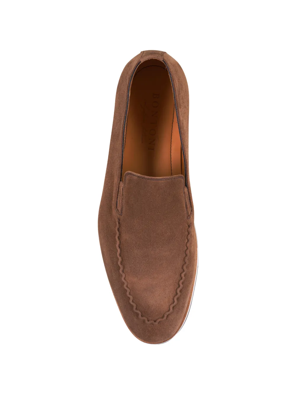 Bontoni Raggio wavy-stitched suede loafers Bruin