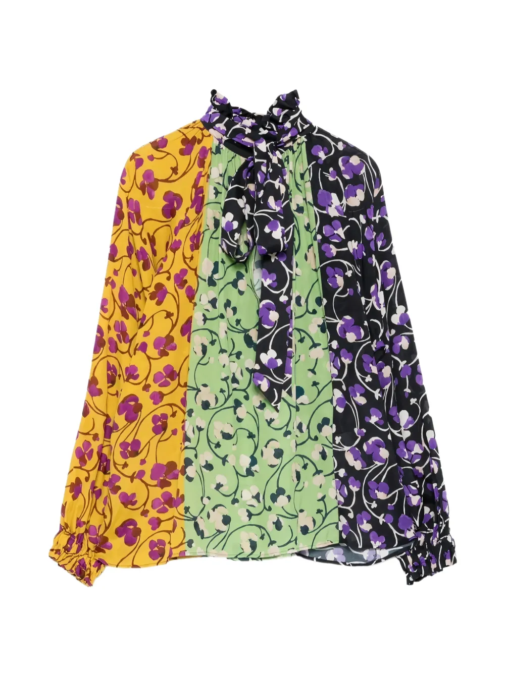 La DoubleJ floral-print patchwork blouse - Nero