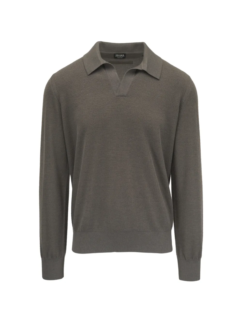 Zegna fine-knit polo-collar sweater - Grigio