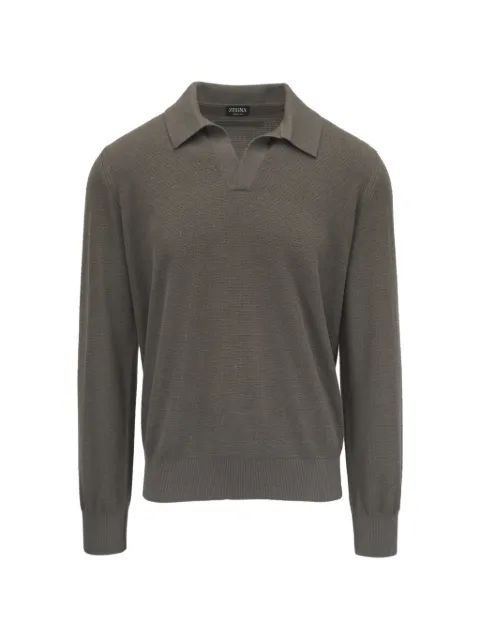 Zegna fine-knit polo-collar sweater