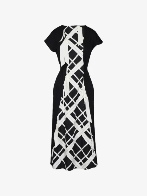 Lanvin lattice-print belted midi dress