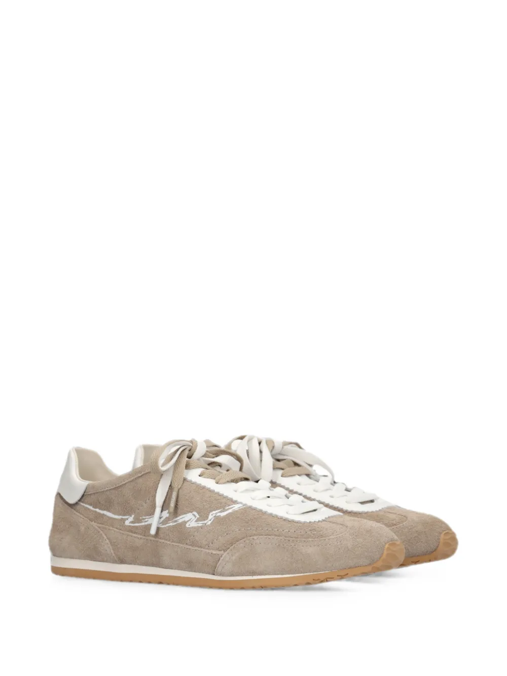 Enterprise Japan ENTJPN 61 logo-embroidered suede sneakers Beige