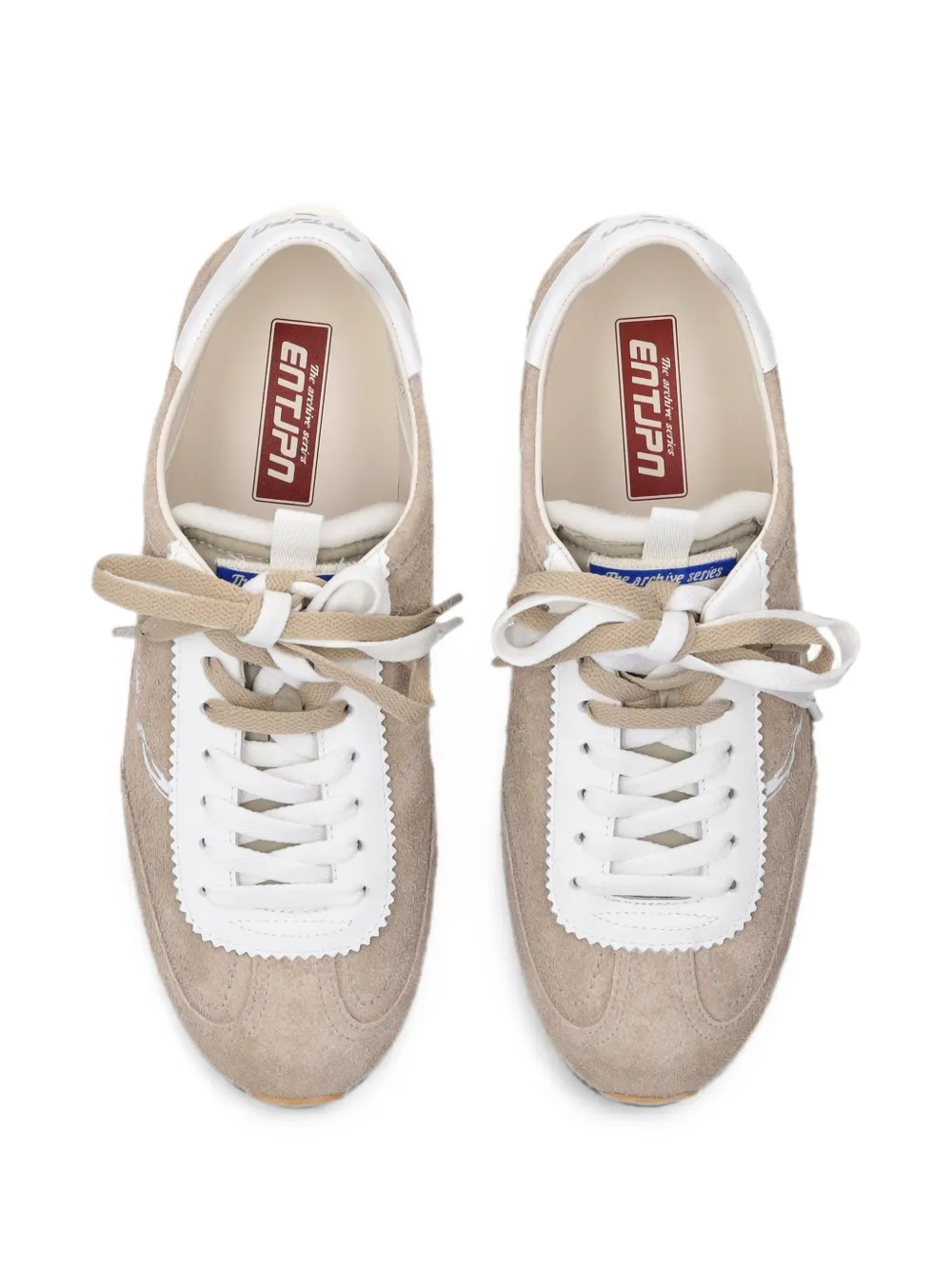 Enterprise Japan ENTJPN 61 logo-embroidered suede sneakers Beige