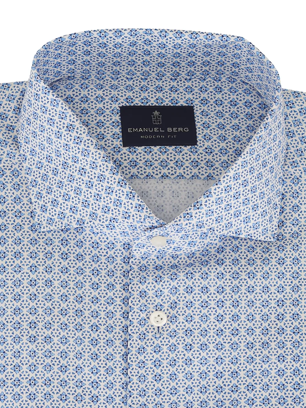 EMANUEL BERG geometric-print long-sleeves button-down shirt - Blau