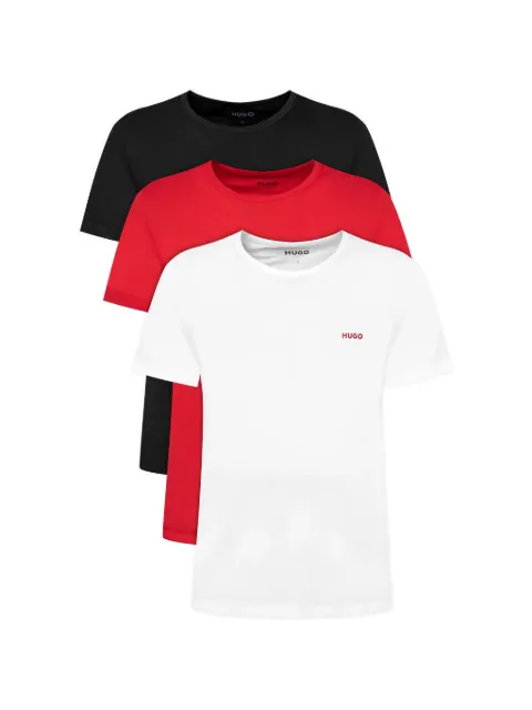 HUGO Kit 3 camisetas decote careca com estampa de logo