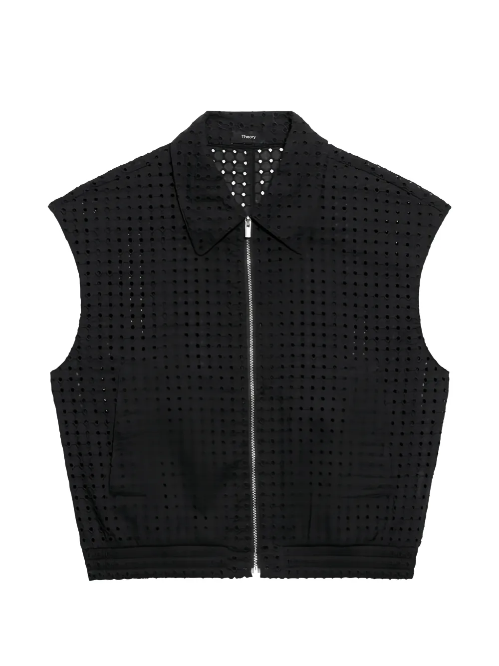 Theory broderie-anglaise zip-up gillet - Black