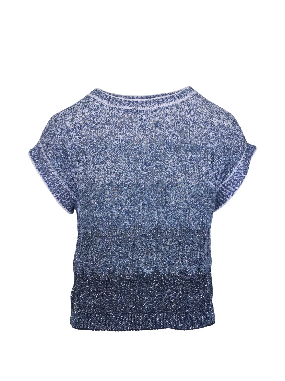 D.Exterior sequin-embellished ombre-effect top - Blu