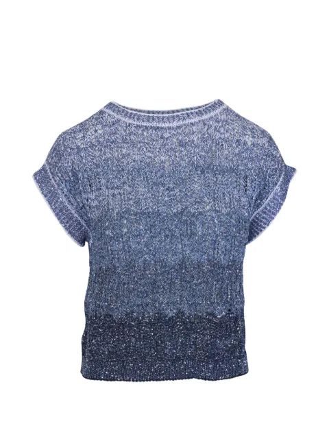 D.Exterior sequin-embellished ombre-effect top